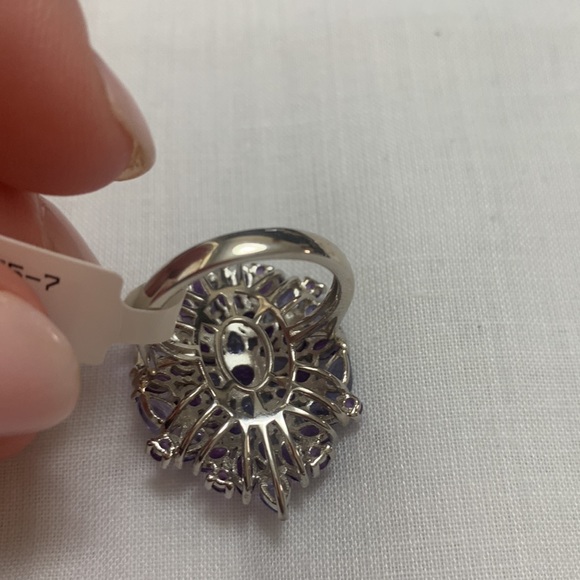 NWT JTV 2.49CTW MARQUISE & ROUND AMETHYST W/2.14CTW PEAR SHAPE TANZANITE RING - Picture 3 of 5